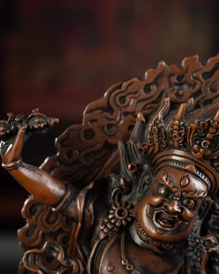 19th Century Vajrapani Tibetan Antique Buddha Statue Purple Lima Copper From Tashi Lhunpo Monastery