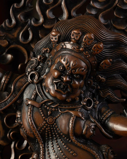 19th Century Vajrapani Tibetan Antique Buddha Statue Purple Lima Copper From Tashi Lhunpo Monastery
