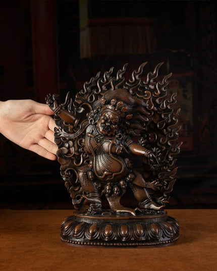 19th Century Vajrapani Tibetan Antique Buddha Statue Purple Lima Copper From Tashi Lhunpo Monastery