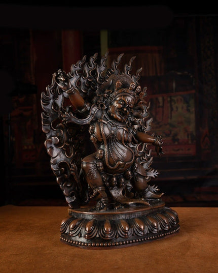 19th Century Vajrapani Tibetan Antique Buddha Statue Purple Lima Copper From Tashi Lhunpo Monastery