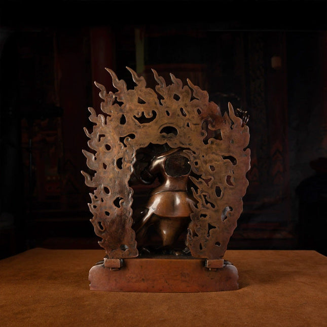 19th Century Vajrapani Tibetan Antique Buddha Statue Purple Lima Copper From Tashi Lhunpo Monastery
