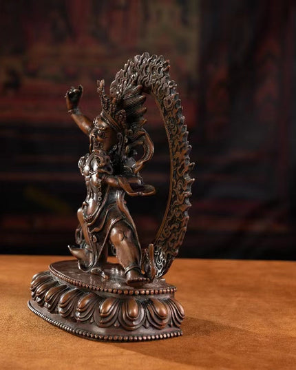 19th Century Vajrapani Tibetan Antique Buddha Statue Purple Lima Copper From Tashi Lhunpo Monastery