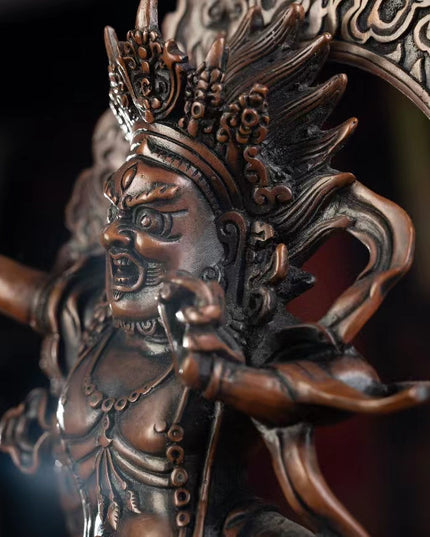 19th Century Vajrapani Tibetan Antique Buddha Statue Purple Lima Copper From Tashi Lhunpo Monastery