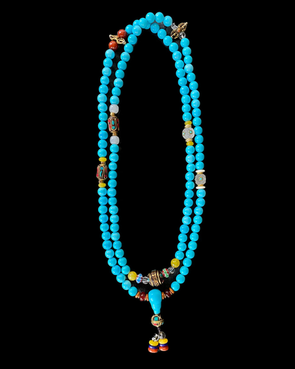 Robust Wealth Sturdy Turquoise 108 Mala Beads Necklace