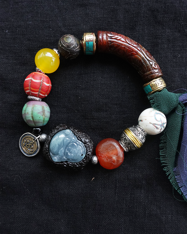 Multi-Blessing Agate Gourd Bead Bracelet