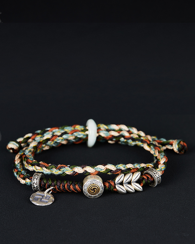 Handcrafted Sterling Silver Peace and Joy Wheat Ear Bracelet