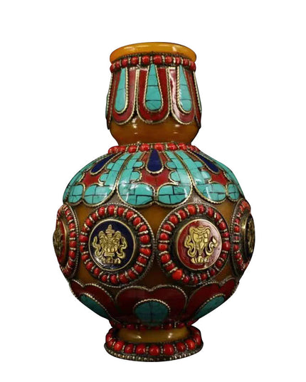 SUKHAVATI Yellow Jambhala FORTUNE Eight Auspicious Bottle for Eliminating Poverty