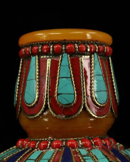 SUKHAVATI Yellow Jambhala FORTUNE Eight Auspicious Bottle for Eliminating Poverty