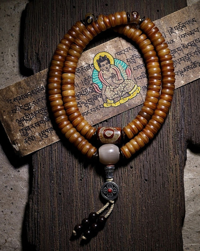 Vitality Yak Bone 108 Mala Beads Necklace