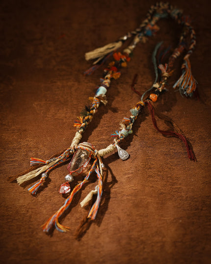 Tibetan Quartz & Clear Quartz Handwoven Necklace Clarity & Confidence