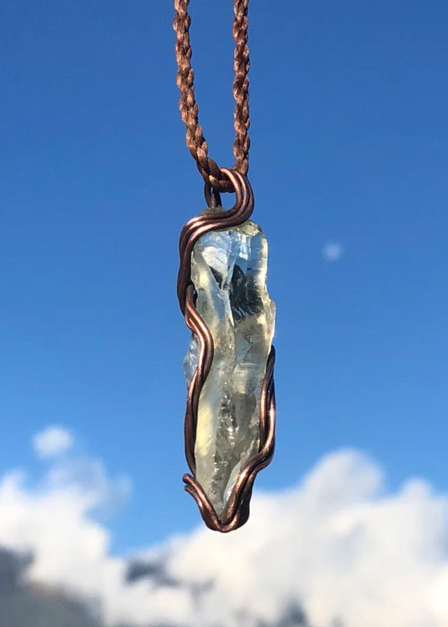 Celestial Clarity White Quartz Copper Pendant