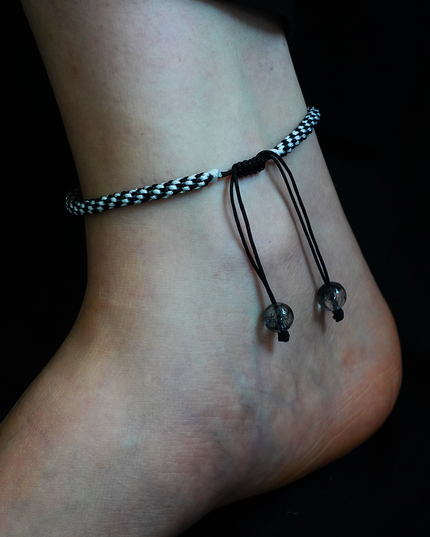 Handcrafted black Rutilated Quartz Anklet
