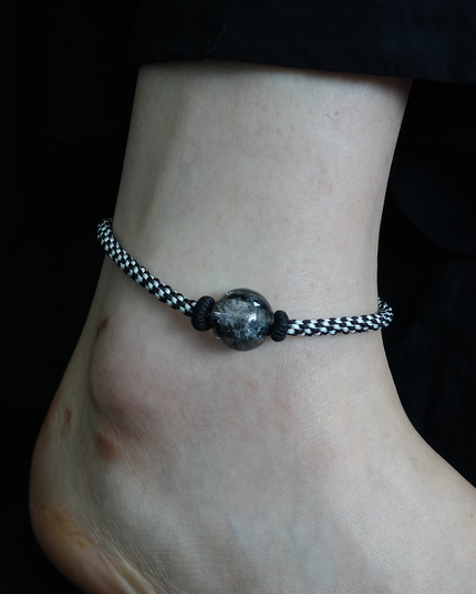 Handcrafted black Rutilated Quartz Anklet