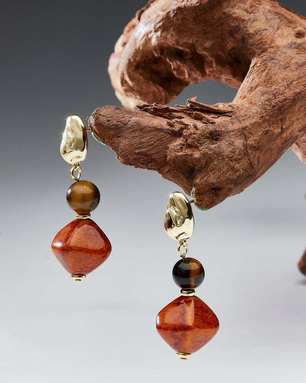 Wealth Energy Tiger's Eye Earrings