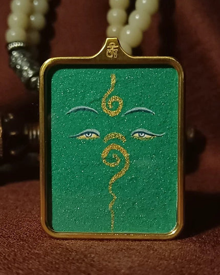 Tibetan Hand-Painted Green Tara Thangka Pendant