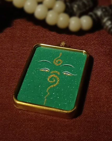 Tibetan Hand-Painted Green Tara Thangka Pendant
