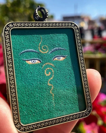 Tibetan Hand-Painted Green Tara Thangka Pendant