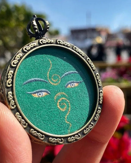Tibetan Hand-Painted Green Tara Thangka Pendant