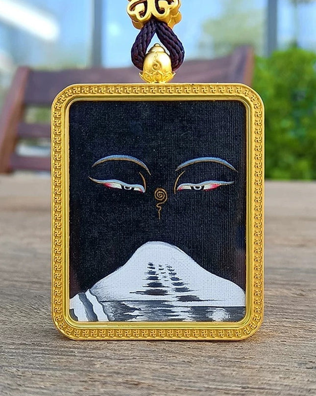 Hand-Painted Mount Kailash Thangka Gau Pendant