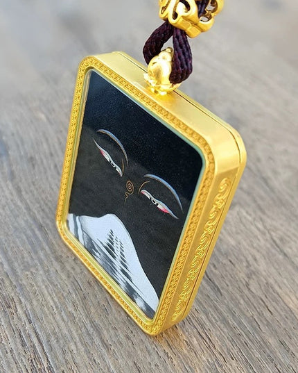 Hand-Painted Mount Kailash Thangka Gau Pendant