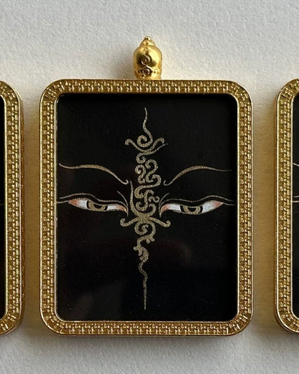 Hand-Painted Buddha Eye Thangka Pendant - Wisdom Eye Necklace