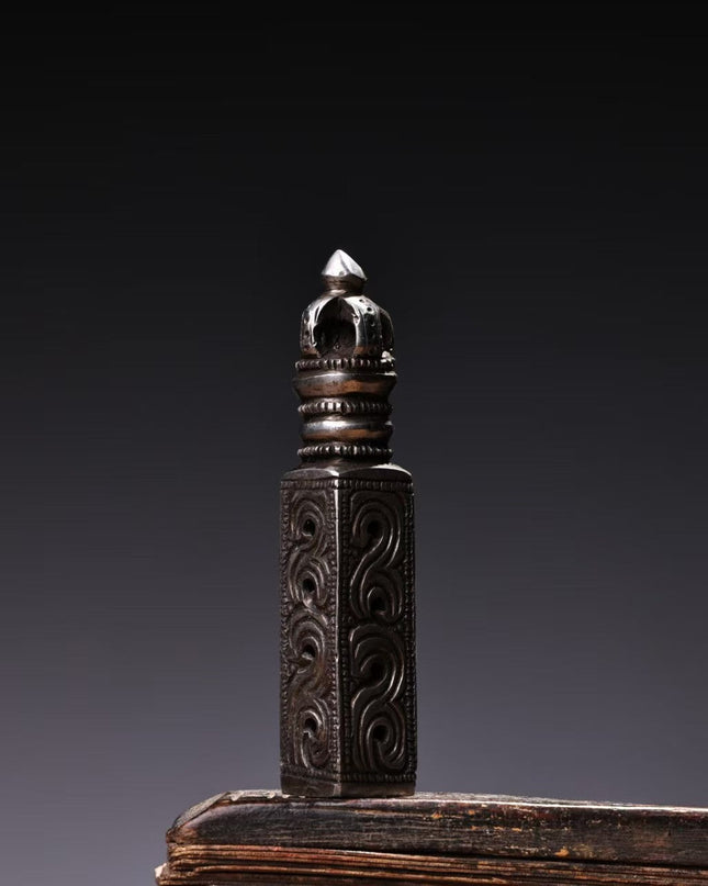 Auspicious Vajra Seal Pendant | Meteoric Iron Talisman Stamp for Protection and Blessings