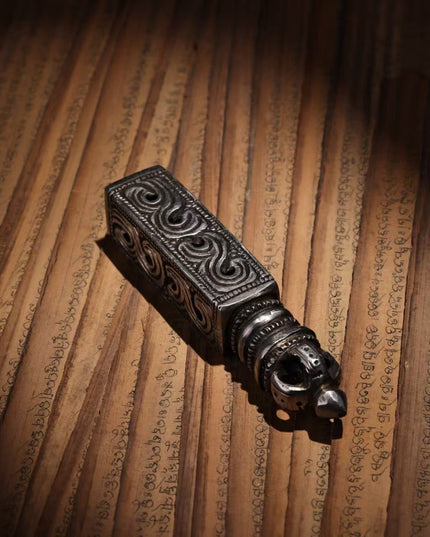 Auspicious Vajra Seal Pendant | Meteoric Iron Talisman Stamp for Protection and Blessings
