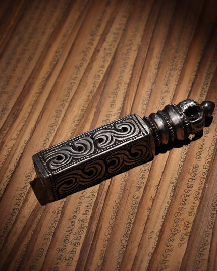 Auspicious Vajra Seal Pendant | Meteoric Iron Talisman Stamp for Protection and Blessings