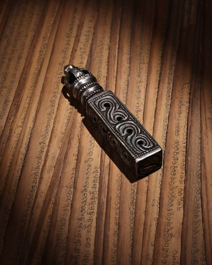 Auspicious Vajra Seal Pendant | Meteoric Iron Talisman Stamp for Protection and Blessings