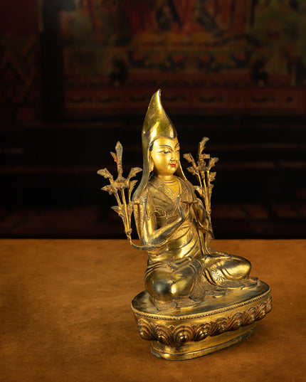 Extremely Rare Qing Dynasty Tibetan Gilt Tsongkhapa Statue Revered By Tibetans As The Second Buddha
