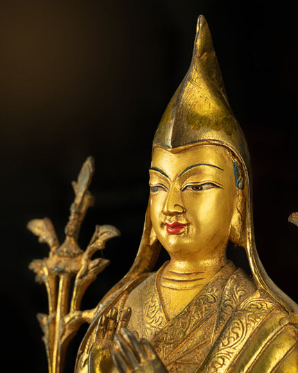 Extremely Rare Qing Dynasty Tibetan Gilt Tsongkhapa Statue Revered By Tibetans As The Second Buddha