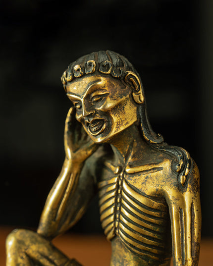 Qing Dynasty Tibetan  Lima Copper Milarepa Statue with Spiritual Power