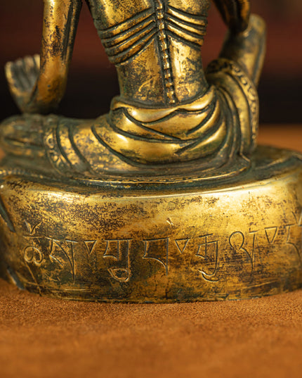 Qing Dynasty Tibetan  Lima Copper Milarepa Statue with Spiritual Power