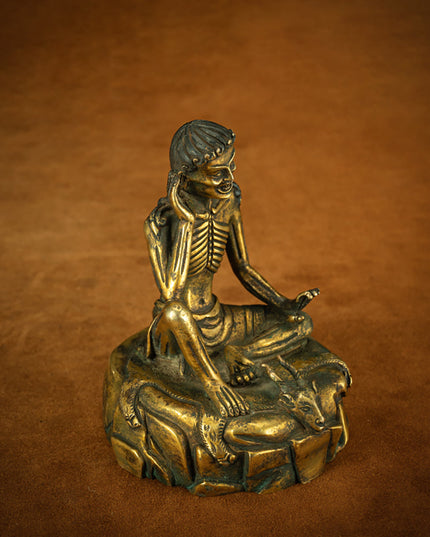 Qing Dynasty Tibetan  Lima Copper Milarepa Statue with Spiritual Power