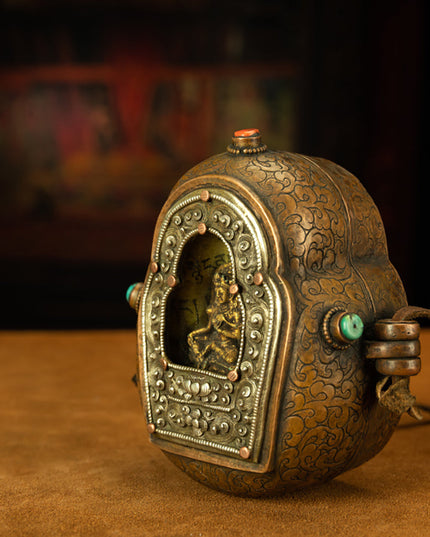 Rare Qing Dynasty Tibetan Silver Green Tara Ghau Box with Sacred Relic