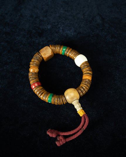 Rare Qing Dynasty Tibetan No-Marrow Old Gabala Bracelet with Perfect Blessings