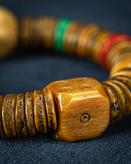 Rare Qing Dynasty Tibetan No-Marrow Old Gabala Bracelet with Perfect Blessings