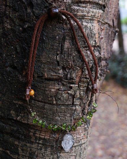 Earth’s Essence Handcrafted Green Peridot & Crystal Necklace