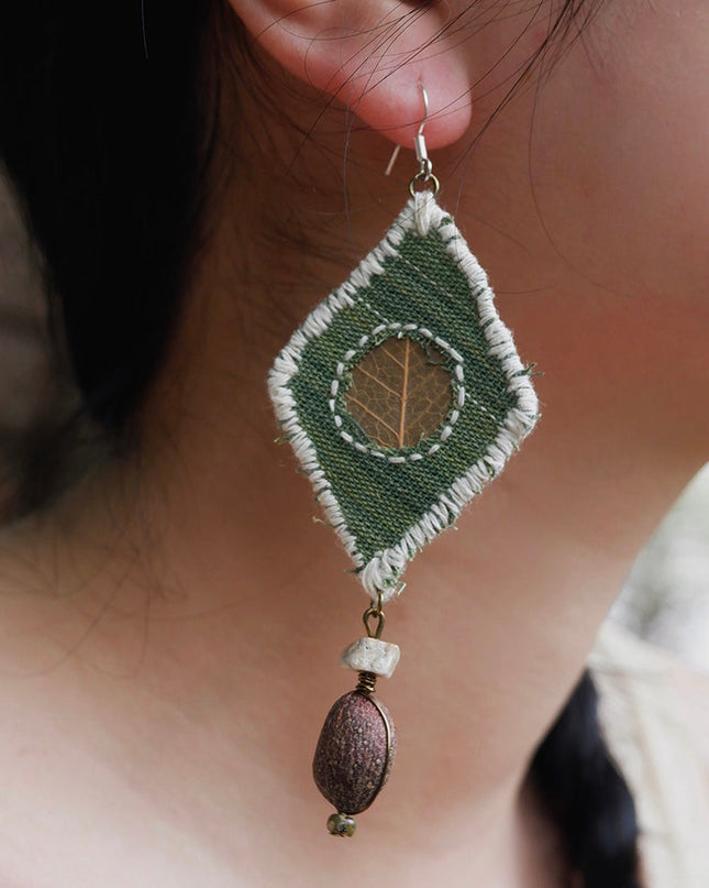 Earth Harmony Leaf & Gemstone Earrings