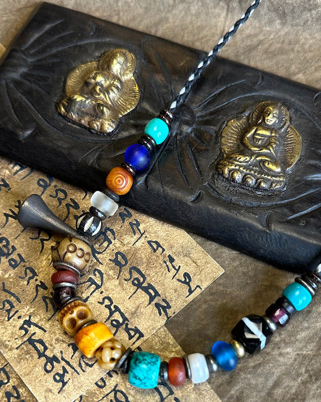 Tibetan Prosperity Blessing Gemstone Necklace