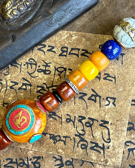 Blessed OM Amber Necklace for Prosperity & Protection