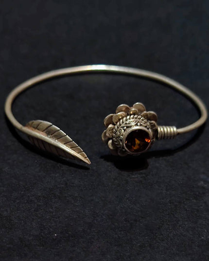 Radiant Clarity Bracelet | Pure Silver Citrine Bangle for Abundance and Spiritual Energy