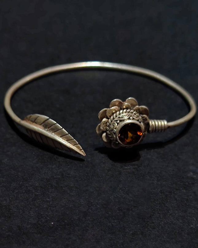 Radiant Clarity Bracelet | Pure Silver Citrine Bangle for Abundance and Spiritual Energy