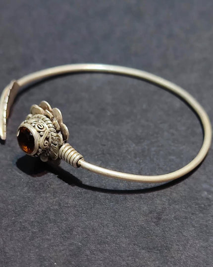 Radiant Clarity Bracelet | Pure Silver Citrine Bangle for Abundance and Spiritual Energy
