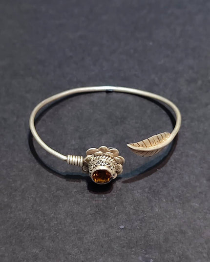 Radiant Clarity Bracelet | Pure Silver Citrine Bangle for Abundance and Spiritual Energy