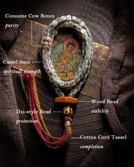 108 Mala Beads Camel Bone & Consume Cow Bones –  Tibetan Fortune Beads