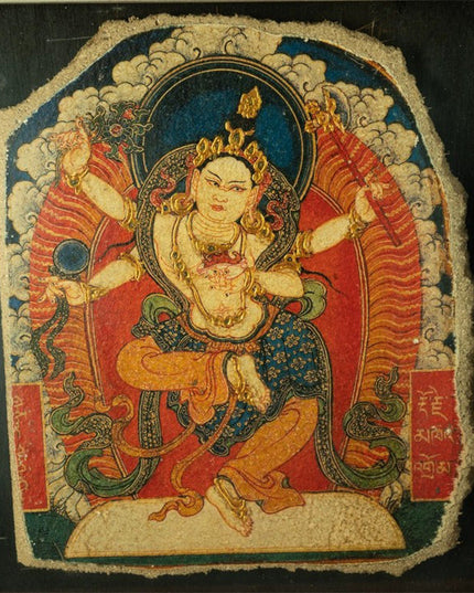 20th Century Four-armed Machig Labdrön Mural Old Tibetan Antique Thangka Purely Hand-painted