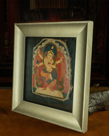 20th Century Four-armed Machig Labdrön Mural Old Tibetan Antique Thangka Purely Hand-painted