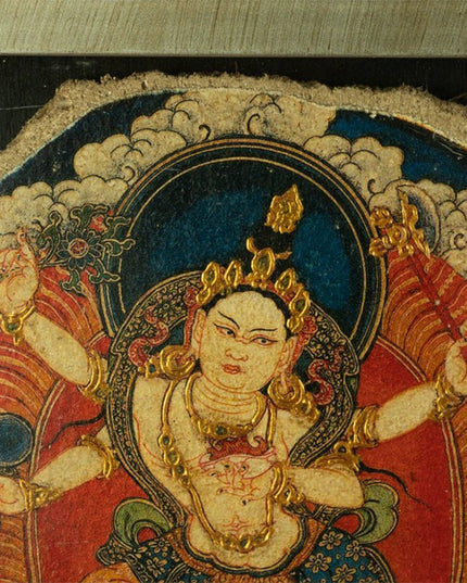 20th Century Four-armed Machig Labdrön Mural Old Tibetan Antique Thangka Purely Hand-painted
