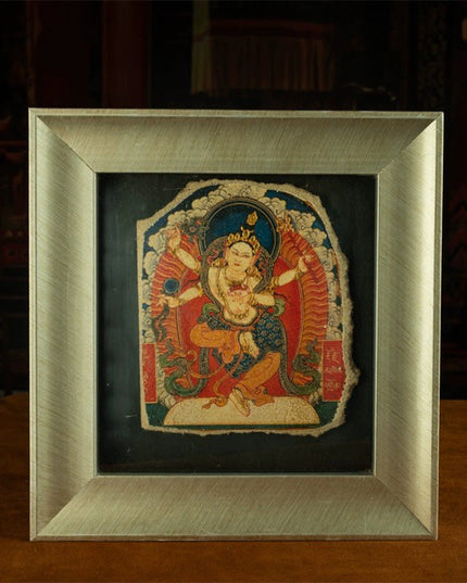 20th Century Four-armed Machig Labdrön Mural Old Tibetan Antique Thangka Purely Hand-painted